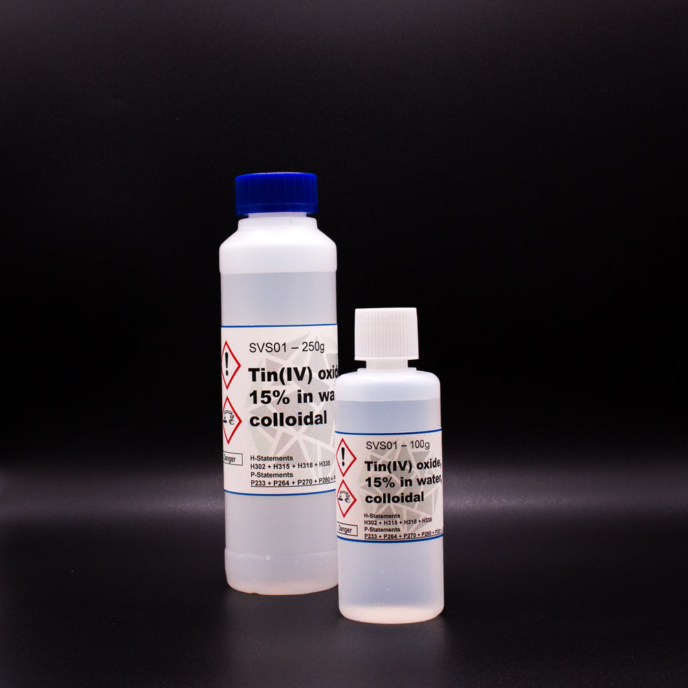 Tin (IV) oxide, 15% in water, colloidal, CAS: 18282-10-5